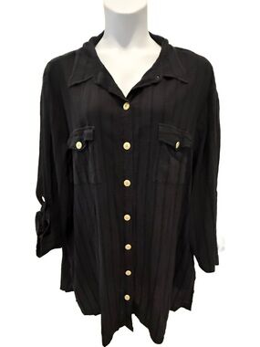 Roaman’s Plus Size Button-Front Long Sleeve Shirt. 3X